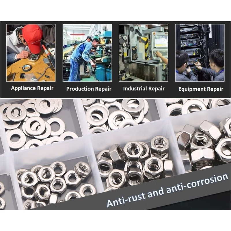 FEEIFOL 253 Pieces Brass Hex Nut and Washers Set 5