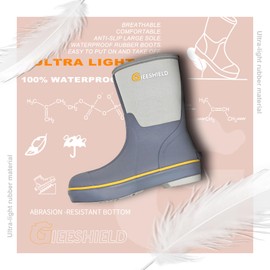 GIEESHIELD Mid-Calf Waterproof Insulated Rubber Boots with Steel Shank, 6mm Neoprene Rubber Outdoor Boots for Men and Women, Ideal for Hunting, Farming, Gardening, and Fishing (Sizes 5-14), Grey, 12