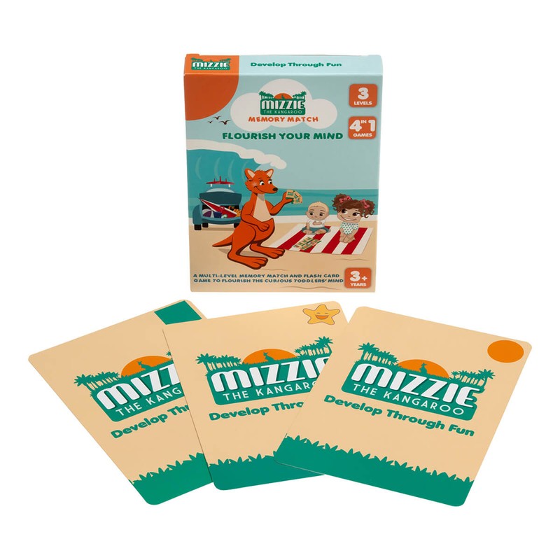 Mizzie Memory Match 4-in-1 Flash Card Game Set, 1 Set