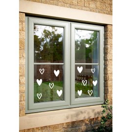 26 Valentines Heart Stickers - White Window Vinyl Static Cling decals - Valentine Decorations Window Display Dressing - Large