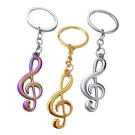 S.fields.inc Music Note Keychain, Key Ring, Treble Clef, 3 Colors, Set of 9, Gold, Silver, Rainbow Light, Piano, Alloy Plated, multicolor
