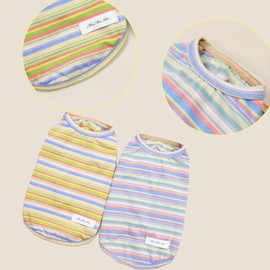 Dog Striped T-Shirt, YAODHAOD Summer Breathable Cotton Shirts, Dog Soft Tank Top Sleeveless Vest Dog Tee Shirt for Small Medium Dog Cat Clothes (2Pack)… (Small)
