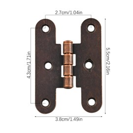 dophee 10Pcs Antique Bronze H-Type Cabinet Hinges, Decorative Hinges for Doors Windows Kitchen Cupboard Wardrobe Wooden Boxes Jewelry Boxes, 55x38mm/2.17"x1.5", Red Bronze