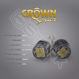 4W Bulbs - LED Bulbs - Crown Series 3030 Max Intensity - 4 pcs SMD Chip - CanBUS - T10 168 175 194 2825 W5W - White (1 Pair)
