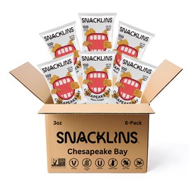 SNACKLINS Plant Based Crisps Family Sized Bag - Gluten Free, Grain Free, Plant Based Crisps, 100% Kosher, Low Calorie and No Added Sugar, Crunchy, Puffed Snack - Chesapeake Bay - 3oz Bag (Case of 6)
