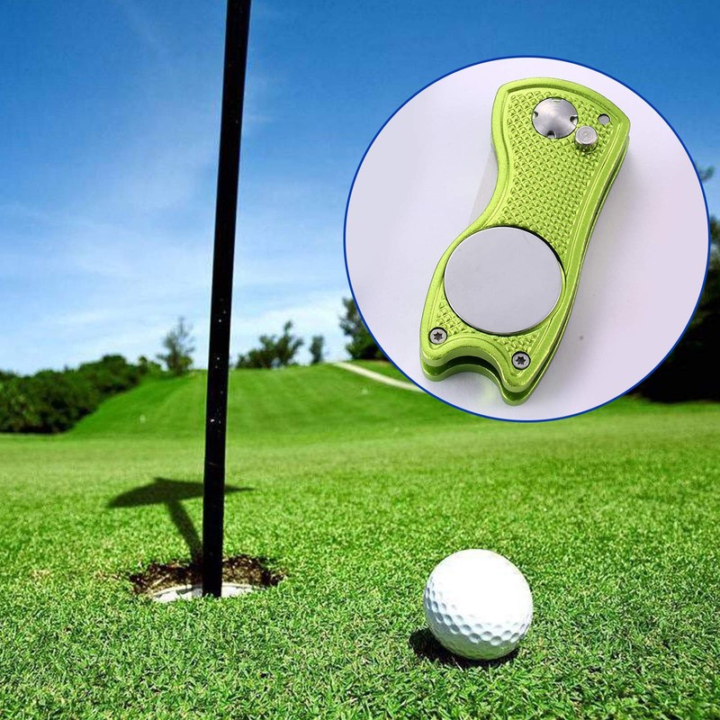 Fpxnb 2 Pack Metal Foldable Golf Divot Tool with Pop-up