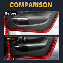 KUNGKIC for Ford Mustang 2024 2025 Car Door Anti Kick Pad Protective Stickers Interior Decals Accessories Self-Adhesive Side Edge Protection Mats Cover (PU, Imitation Leather)