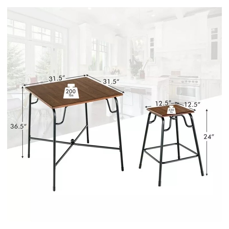 Costway 5PCS Kitchen Counter Height Table Set Bar Table Dining
