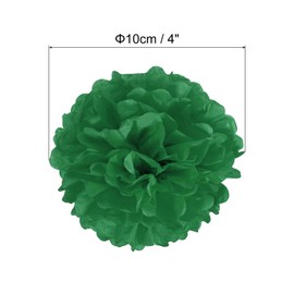 PATIKIL 4" Tissue Pom Poms Flowers, 20 Pack Paper Flower Ball for Wedding Bridal Shower Birthday Bachelorette Party Backdrop Decoration, Dark Green