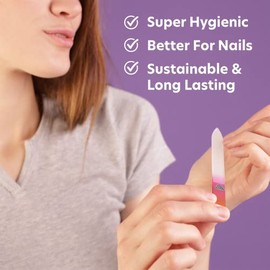 Glass Nail File Manicure Nail Care, Gold/Magenta - Bona Fide Beauty Genuine Czech Glass