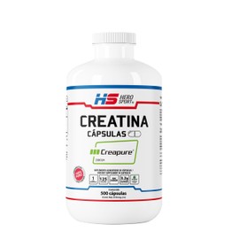 HEROSPORTS | Creatina Monohidratada 500 Cápsulas 100% Creapure®, 100% Pura. Solo 1 Ingrediente Creatina Alemana Creapure®. Vegana, Sin Azúcar, 125 porciones, 3.2g por porción, Pure. Proven. Perfect.