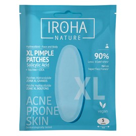 IROHA NATURE - XL-Getreidepflaster 5 Einheiten | Anti-Akne mit Salicylsäure, Teebaum und Centella Asiatica | Anti-Unvollkommenheits-Gesichtspflaster | Pickelbehandlung für Gesicht und Körper | Zu Akne