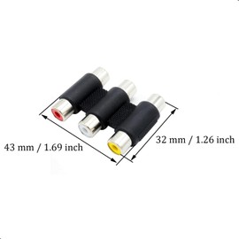 2 Pack RCA Female to Female Coupler,RCA Triple Coupler, RCA Barrel Connectors, RCA 3 Female to 3 Female Jack Connector Stereo Audio Video Cable Adapter Coupler Panel Mount