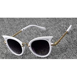 KIRALOVE Sunglasses girl cat - polarized - girl - cat - vintage - 1960s - back - sea - summer - childhood - white and golden frame - purple lens - glasses for girl