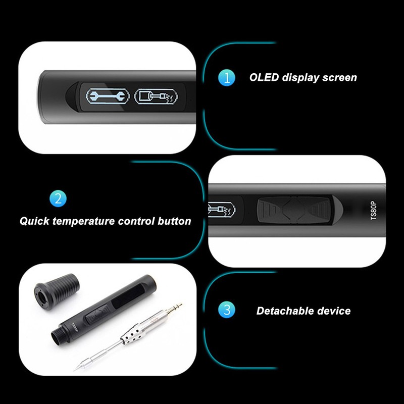 Electric Soldering Iron Aluminum Alloy Intelligent MCU Portable USB Powered