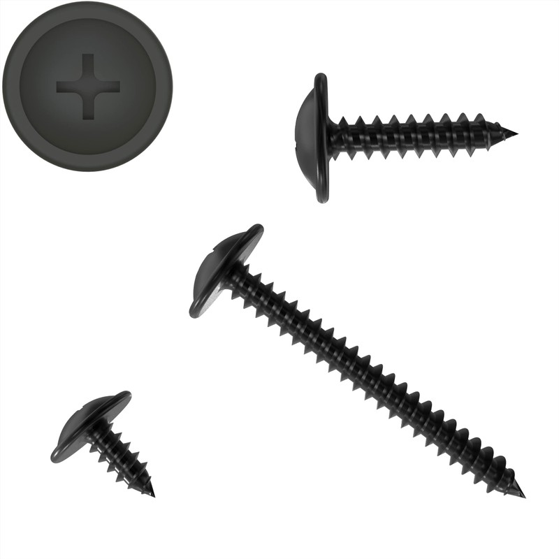 100 AUPROTEC Tapping Screws Phillips Flat Head with Washer Black