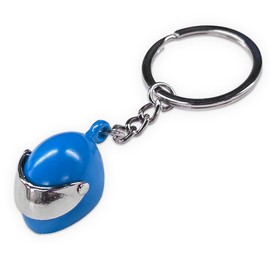 LHDOS Creative Motorcycle Helmet Keychain, 3D Metal Car Key Ring for Men, Mini Charm Car Key Fob Holder for Auto Wallet Bag (Blue)