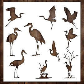 Crane Stencil - Bird Stencil, Bird Stencils, Bird Template - Awesome Stencils - Art Stencils for Painting on Wood, Canvas, Paper, Fabric, Wall, and Furniture 10x10 Inch