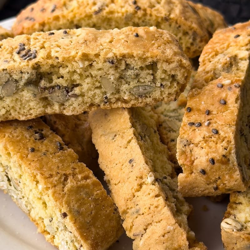 True Delicious SUPER SEEDS BISCOTTI (4-Pack) with Pumpkin Kernels, Chia,