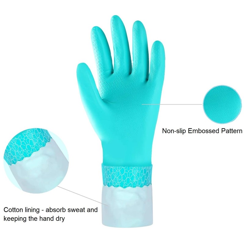 Elgood Deluxe-Waschhandschuhe mit latexfrei, lange Bündchen, Baumwollfutter, Reinigungshandschuhe, 2 Paar