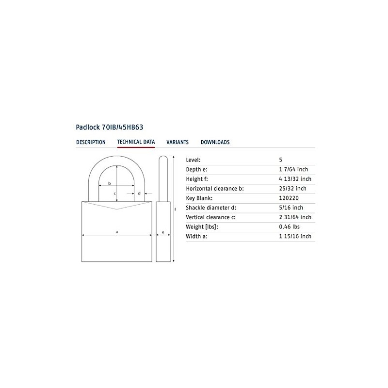 ABUS 70IB/45HB63 KD Solid Brass Weatherproof Padlock Keyed Different with