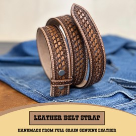 DANIEL'S ARTPLANET Western Leather Belt Strap for Men Handmade Cowboy Belt Full Grain One Piece Leather Engraved Tooled 1.5” Wide (Brown, 30)
