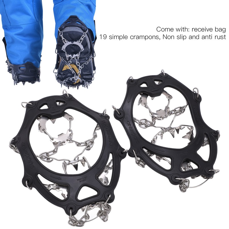 Ice Traction Cleats Shoe Crampons Snow Grips with 19 Spikes