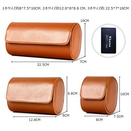Whatna 1 Watch Case 2 3 Watch Storage Box for Interia Thick Leather Waterproof Shockproof Storage Case for Travel Business Trip Carry Brown 1962 (Brown-3 Pieces)