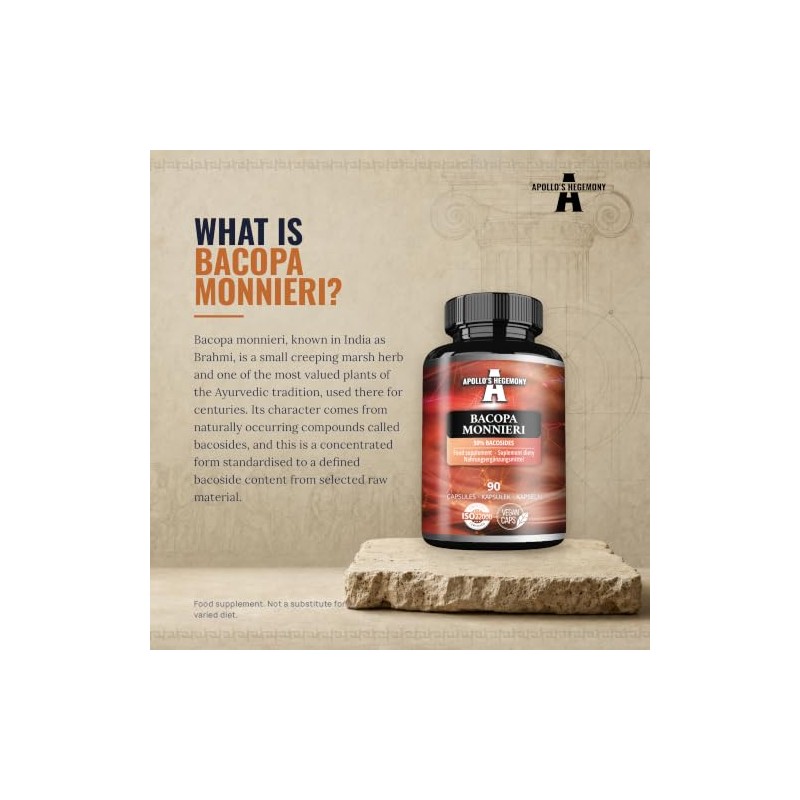 Bacopa Monnieri Extract 500mg, High Strength Brahmi Extract (50% Bacosides),
