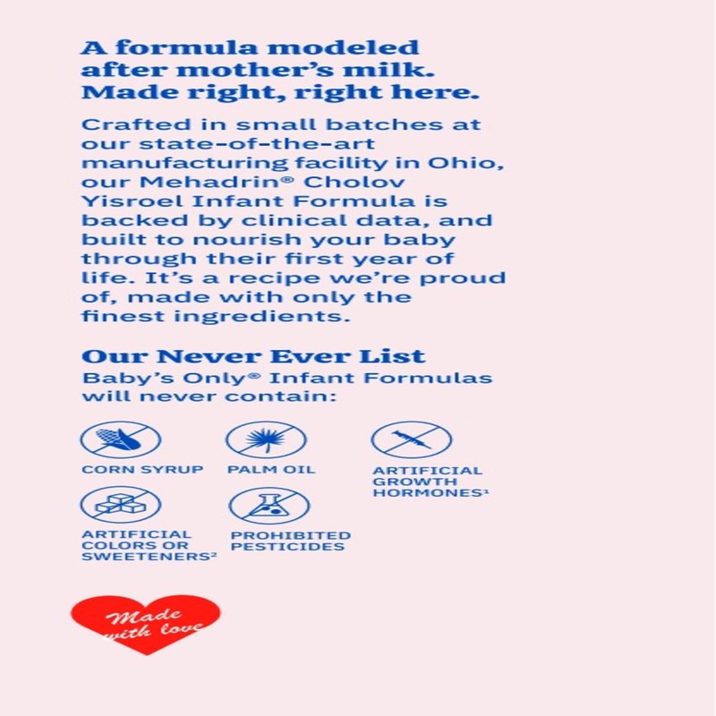 Baby's Only Baby Formula, Complete Nutrition Infant Formula, Milk Based