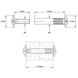 HAOBIN M4 Furniture Connectors Screws Connection Screw Furniture Thread Connection Screw Furniture Screws Sleeve Screws Connection Screws Cabinet Connector Ideal for Connecting Furniture Pack of 30