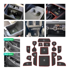 GAFAT Compatible with Honda HR-V 2022-2024 2025 Non-Slip Mats, HRV 2023 Rubber Mats, Centre Console Drink Holder Mats, Storage Box Mats, Door Seam Mats, HRV Accessories (Red)