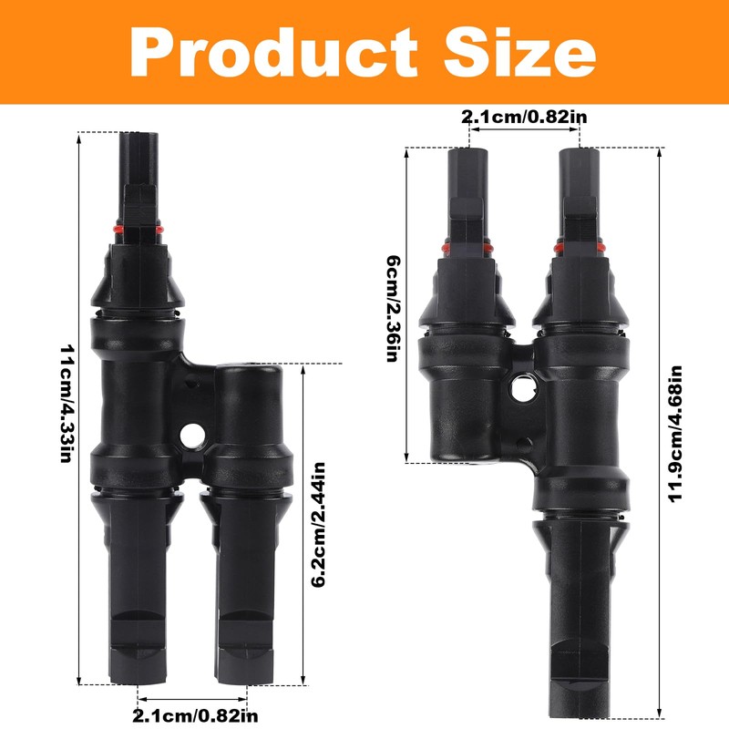 Taefuwr 1 Pair Solar Branch Connectors Y Connector, for Parallel