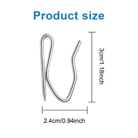 100Pcs Metal Curtain Hooks, FUNCYboo Drapery Pin Stainless Steel Hooks Drape Hooks for Window Curtain Door Curtain Shower Curtain(Silver 1.18'')