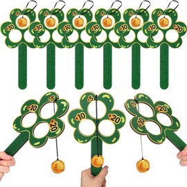 Wettarn 6 Pcs St. Patrick's Day Gold Coin Swing Game Board Shamrock Game St. Patrick's Day Wooden Game Board St. Patrick's Day Gifts Yard Games Outdoor Family Game Leprechaun Trap Kit