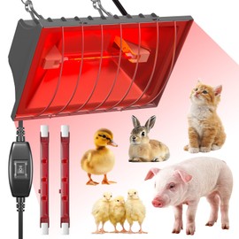 Lustaled Poultry Heat Lamp 175W, Adjustable Chicken Brooder Puppy Heat Lamp Whelping with High/Low Switch, Waterproof Infrared Heat Lamp for Chicks, Puppies, Ducklings, Piglets, Livestock