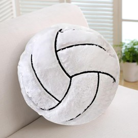 XIZHI XIZHI 18" Volleyball Plush Pillow Fluffy Durable Stuffed Football Throw Pillow Ball Sports,Ball Pillow Soft Durable Sports Toy Sofa Room Decoration Soft Sports Toy Gift (White A)