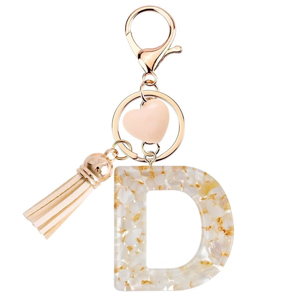 Vorysum Key Fob Key Letter Pendant Marble Resin with Initial