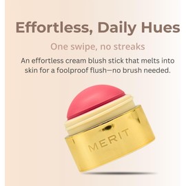 MERIT Le BonBon - Rubor en crema de bálsamo para mejillas y labios, rosa brillante, acabado radiante, barra ligera multiusos para mejillas y labios, rubor crema hidratante vegano