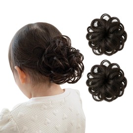 LODI Bunn Wig, Set of 2, Kids, Elastic, Scrunchy, Shichi-Go-San Yukata, Hair Ornament, Kimono, Children, Curly Point Wig, Partial Wig, Easy to Wear, Natural Black