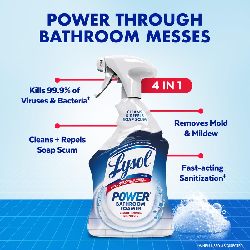 Lysol Power Foaming Bathroom Cleaner, Multipurpose Cleaner For Showers, Bathtubs,