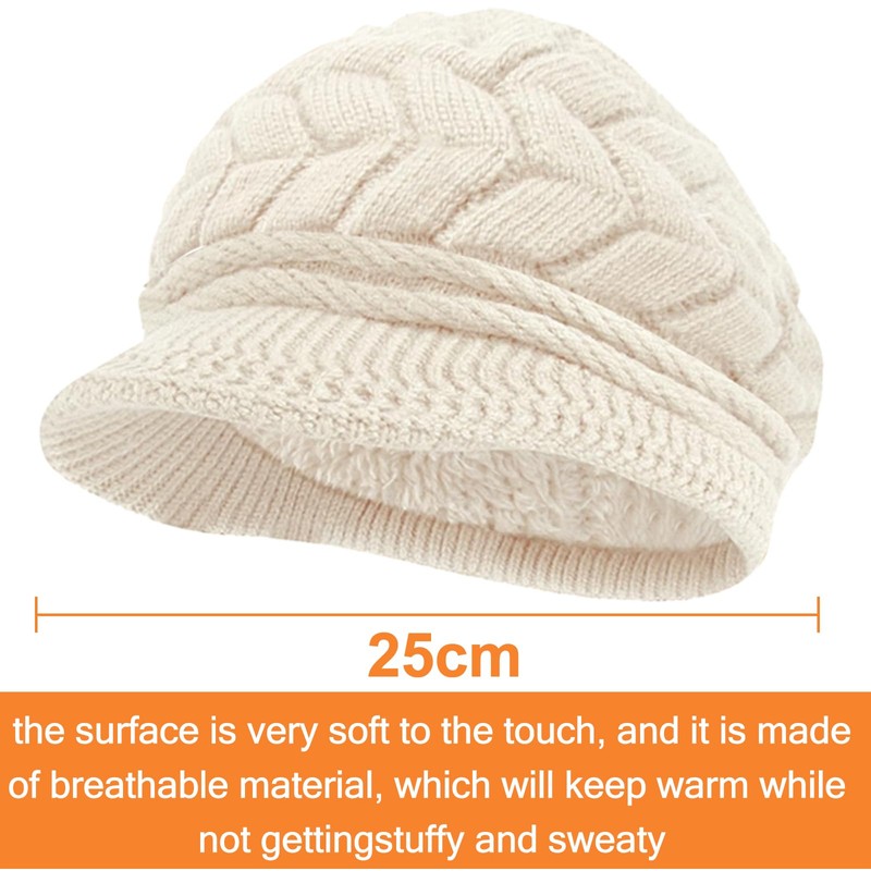 JSTHHTT 2PCS Knit Hats for Women, Plush Lined Ladies Beret