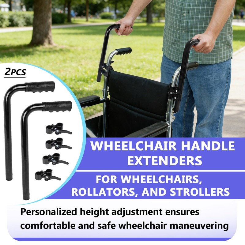 2PCS Wheelchair Handle Extenders for Wheelchair, Rallator & Stroller