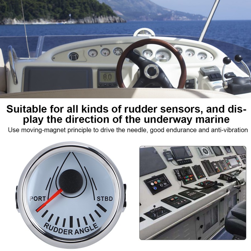 52mm Universal Boat Rudder Angle Indicator 0-190ohm Signal with Rudder