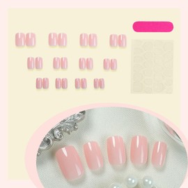 Short Glitter Press On Nails Square Nude Fake Nails Press Ons Glitter False Nails Glossy Reusable Stick On Nails Full Cover Nude Glue On Nails For Women Girls Acrylic Nails Supplies