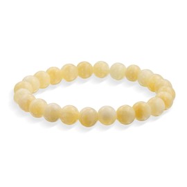 Bling Jewelry Gemstone Natural Honey Yellow Jade Quartz Round Bead Ball 8MM Stacking Stretch Bracelet for Women Men Teen Unisex Strand