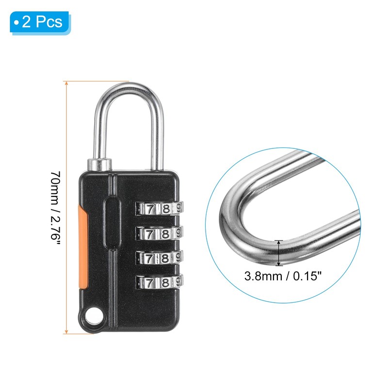 PATIKIL Security Steel Cable 4 Digit Combination Lock Set of