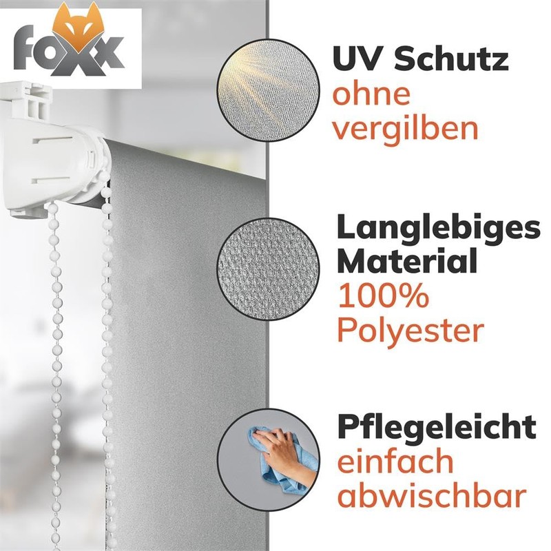 Foxx Thermal Klemmfix Blackout Roller Blind without Drilling, 90x140 cm