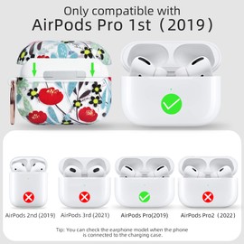ORATYFAN Airpods Pro Case 1st Gen with Keychain Lanyard Cleaner Kit & Magnetic Anti-Lost Strap, Cute Protective Hard Air Pod Pro Case Cover 2019 with Bracelet Accessories for Women Girls Camellia
