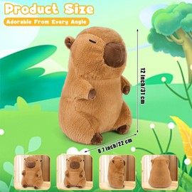 Elcoho 12 Inch Cute Capybara Plush Soft Capybara Stuffed Animal Plush Toy Kawaii Pillow Doll Hugging Gifts for Girls Boys Adults Birthdays Holidays Favors, Home Decorations